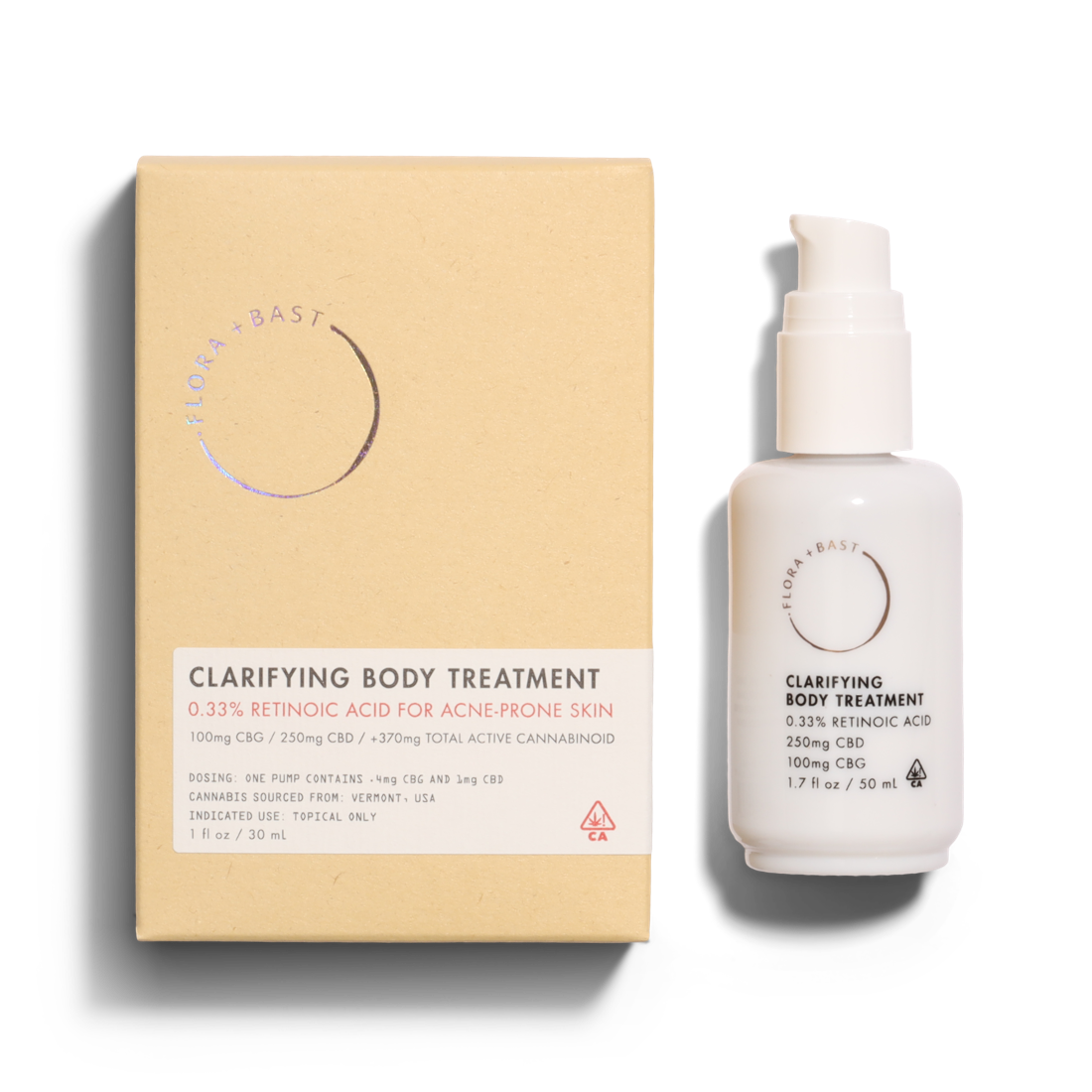 Acne clarifying body oil with cannabis and retinol to prevent and treat body breakouts